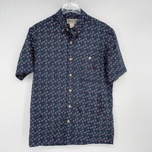 Duluth Trading Co Shirt Small Blue Button‎ Up Stars All Over Print Cotton USA